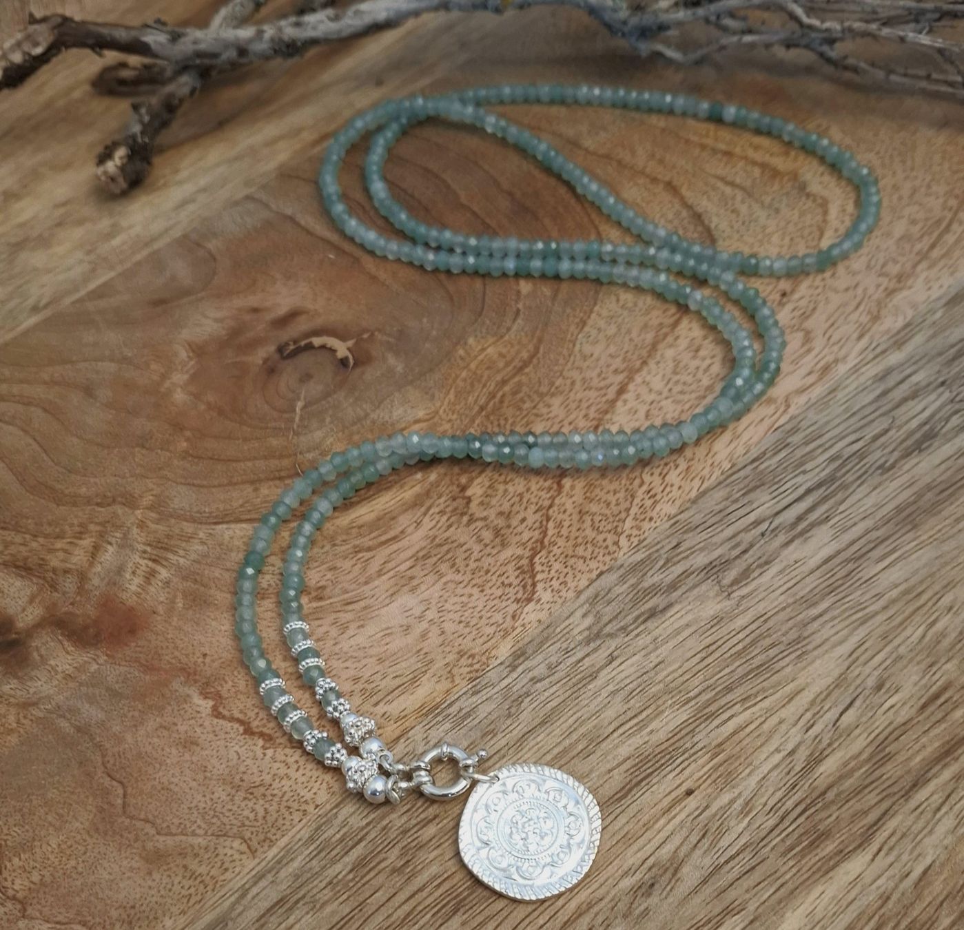 Catenine: LAURA - Edelsteinkette - Silber - hellgrün – Nuovo e nell'imballaggio originale da Mühlethal venduto da nicita-modeschmuck 1