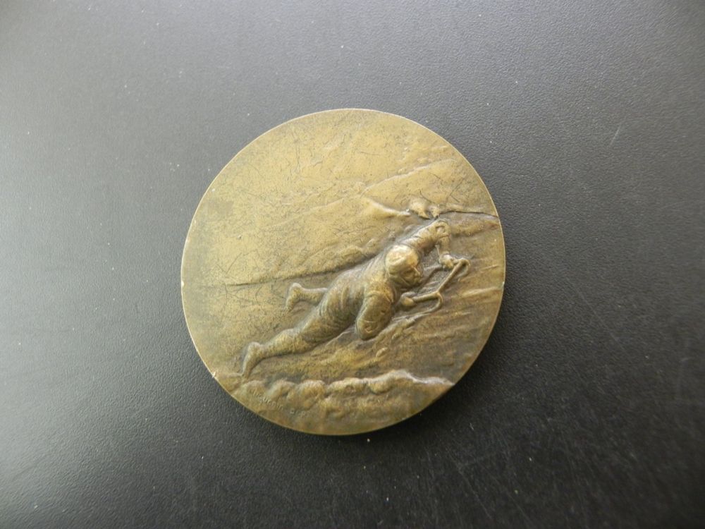 Insigne Médaille De Ski En Bronze - Huguenin Frères & Cie - Début XXème - Suisse