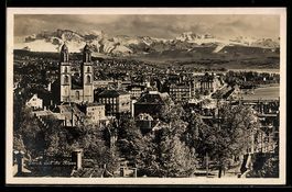 Zürich, Gesamtansicht mit Alpenpanorama