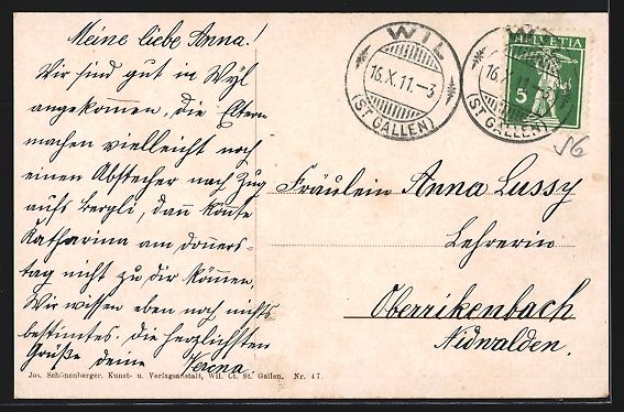 Cartoline postali: Wil /SG, Hauptansicht mit Kapuzinerklost – Usato da Berlin venduto da bartko-reher 1