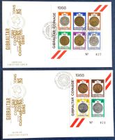 1989 Gibraltar FDC / Neue Münzen Blocks  Mi- 13+14