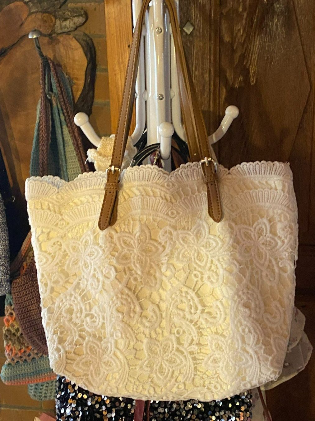 Borse da donna: VINTAGE HANDTASCHE HÄKEL STYLE-WEISS – Nuovo (secondo la descrizione) da Meienried venduto da ManuelaBoutique 7