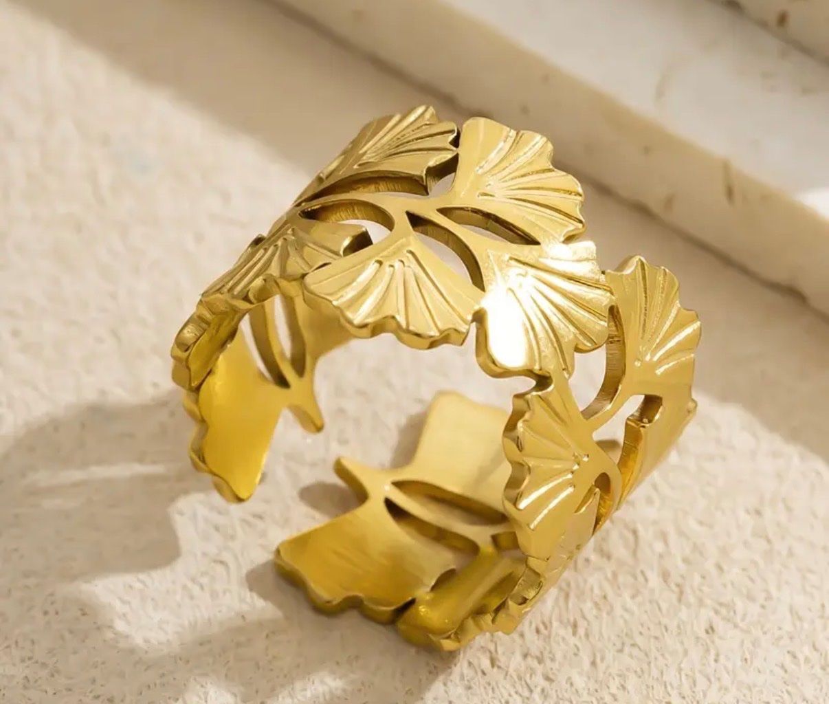 Ringe: Gingko Ring, verstellbar – Neu (gemäss Beschreibung) aus Gams von Mariawicca