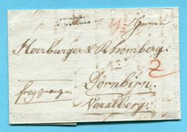 Faltbrief von Zürich nach Dornbirn 1825 - franco Grenze