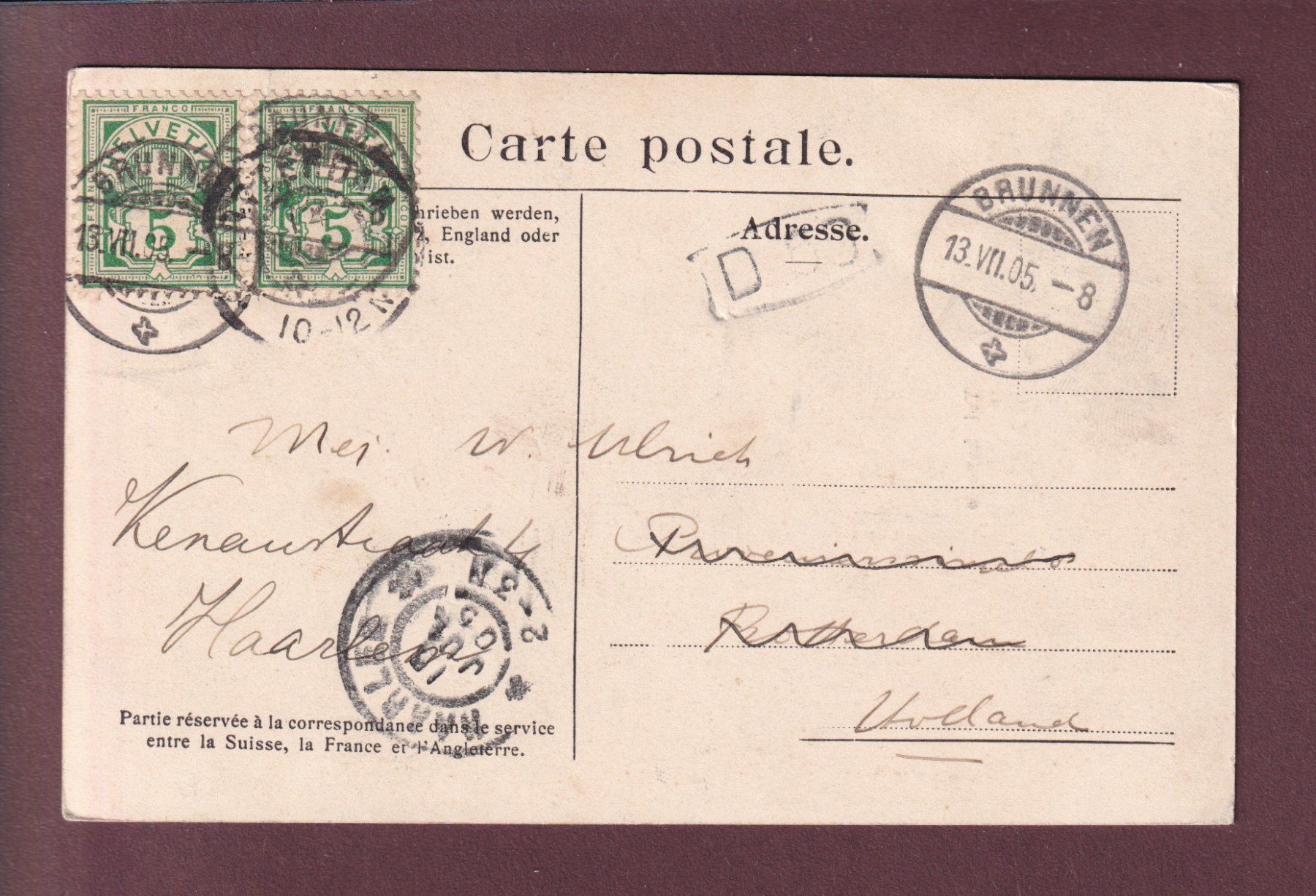 Cartoline postali: TELLSKAPELLE - 1905 – Usato da Pully venduto da nicecards 1