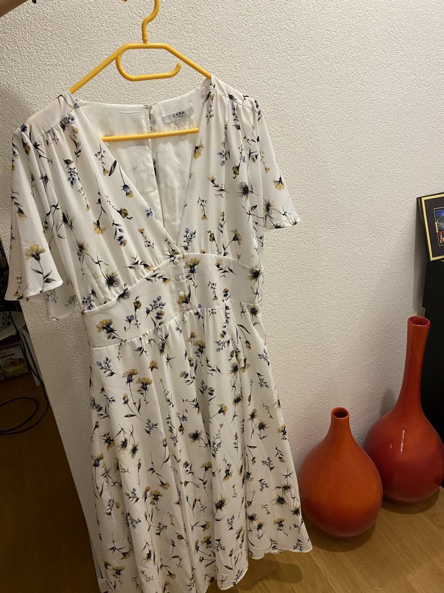 Vestiti: Robe ZaPa blanc imprimé fleurs manches courtes – Nuovo e nell'imballaggio originale da Nyon venduto da rab_vl5j 3