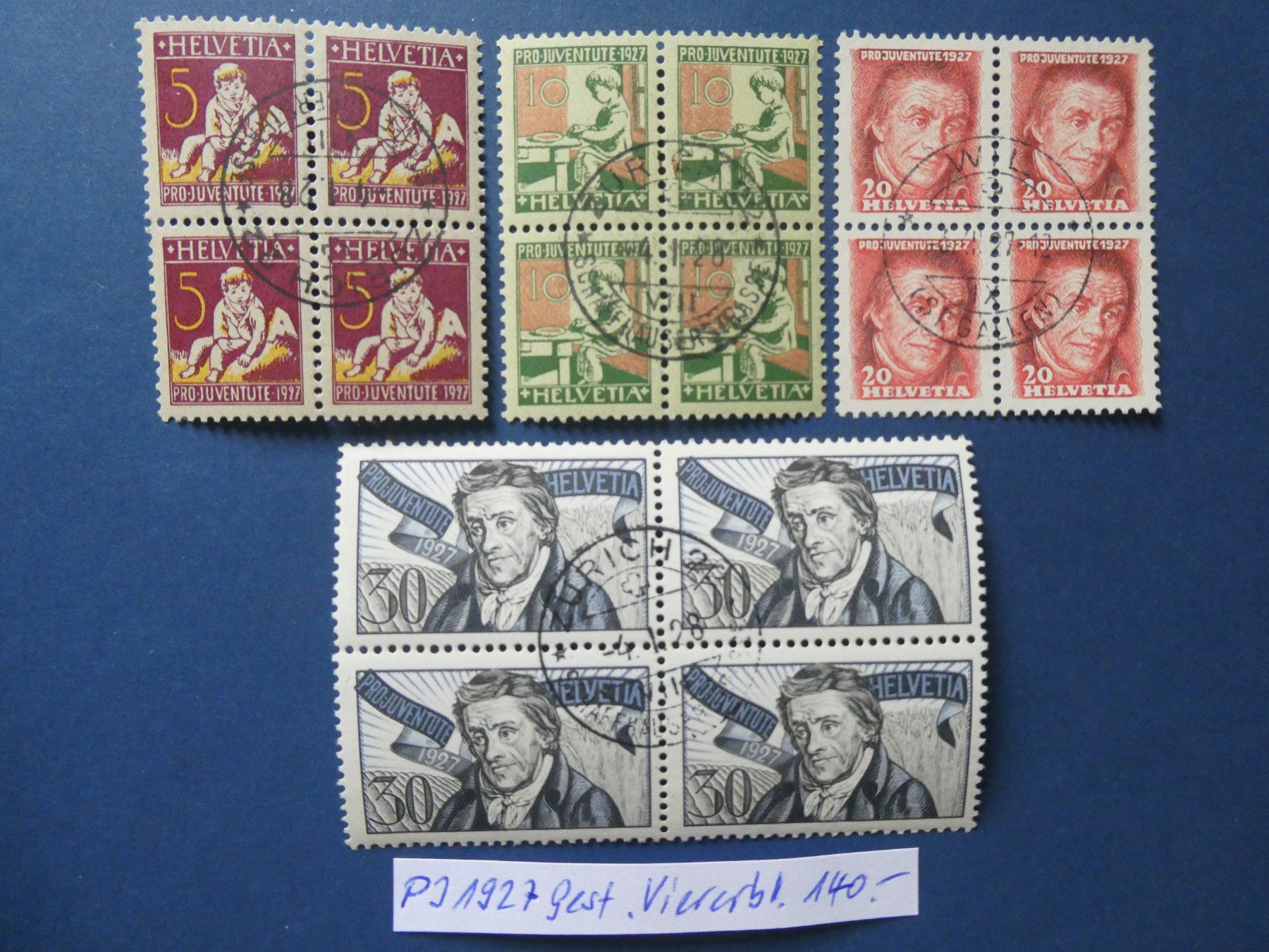 Tous les timbres: PJ 1927 gestempelte Viererblöcke – D'occasion à Lausen par Herbamare01