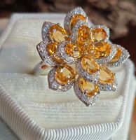 XXL ST.SILBER EDEL CITRINSTEIN RING DM 17 MP S925, 7,8 Carat