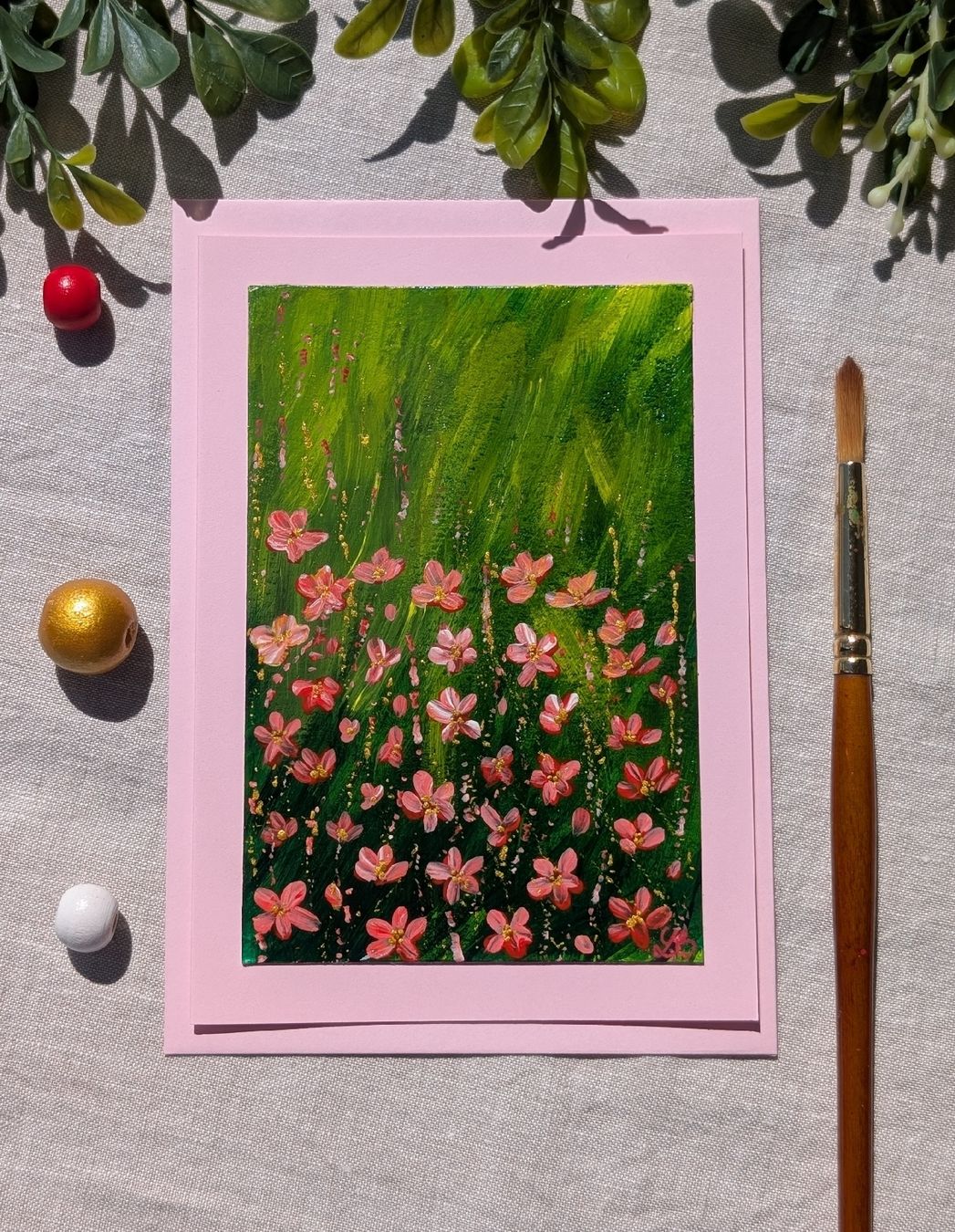 Cartoline: Pink Flowers Birthday Card – Nuovo e nell'imballaggio originale da Winterthur venduto da LaVieColor