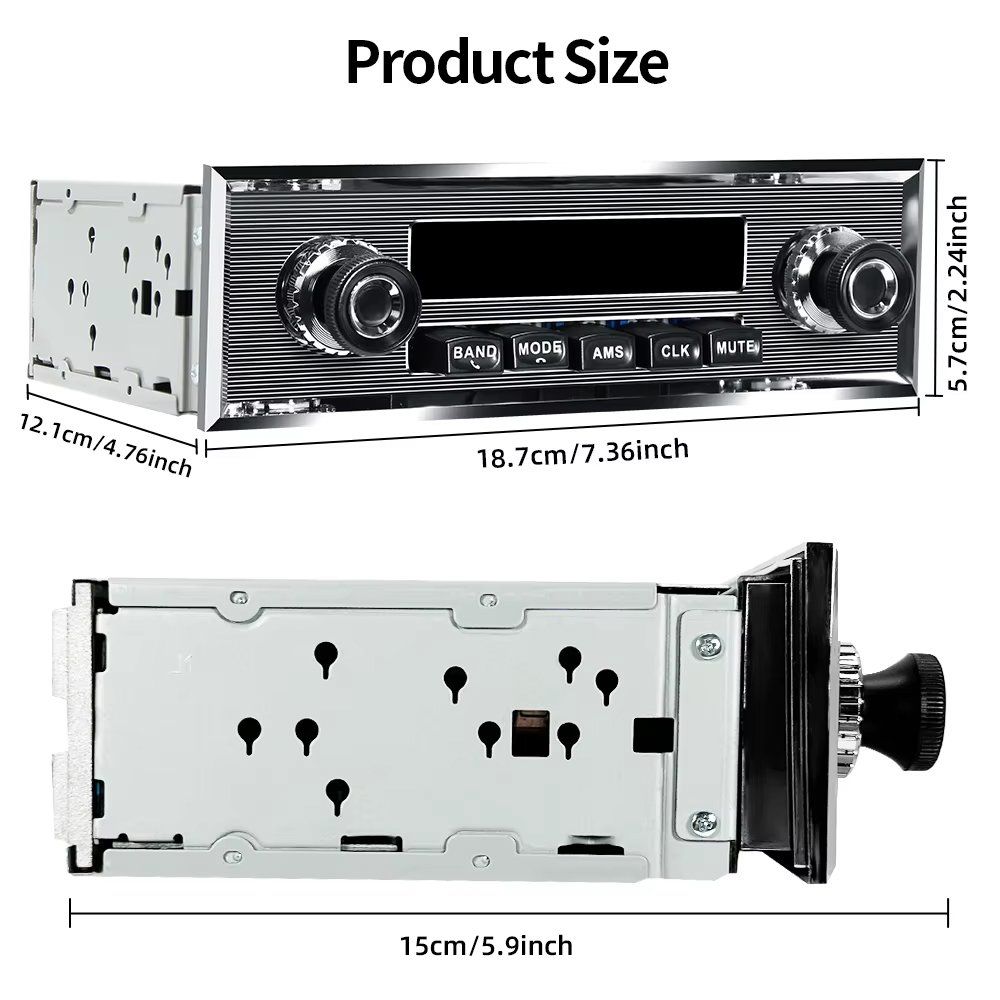 Tutti pezzi di ricambio auto: Retro Autoradio Oldtimer 1 DIN Bluetooth Internet Radio USB – Nuovo e nell'imballaggio originale da Chiasso venduto da online.shop 8