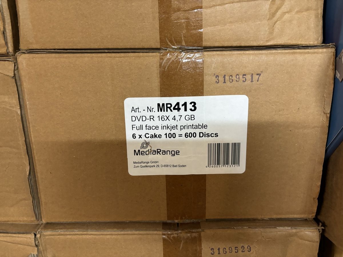 Alle DVDs: Dvd Printable weiss Media Range 600 Stk. – Neu und originalverpackt aus Zug von Deks 1