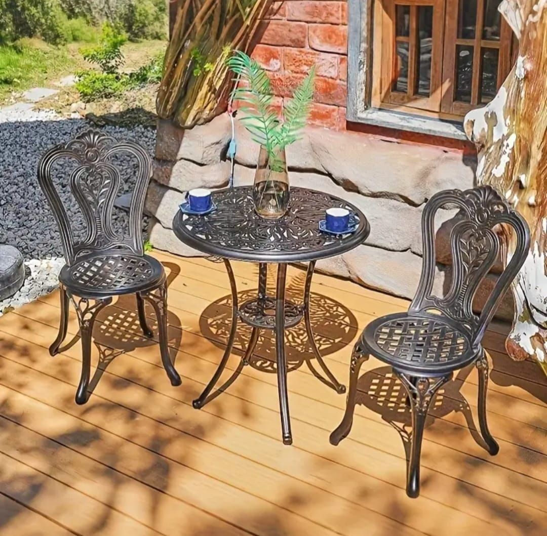 Set di tavolo e panche: 3-teiliges Bistro-Set für Terrasse oder Garten – Nuovo e nell'imballaggio originale da Hohenrain venduto da cars77
