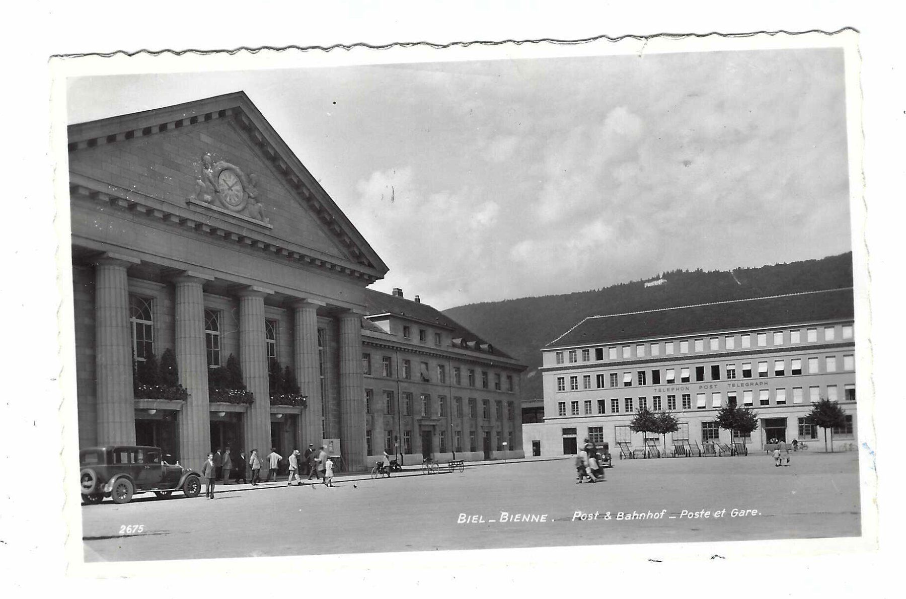 Ansichtskarten: Biel Post & Bahnhof 1950 1u – Gebraucht aus Aarau von fussball-fussball