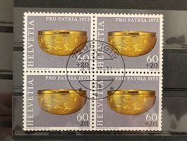 1973 PP Goldschale ZH Landesmuseum Viererblock Vollstempel