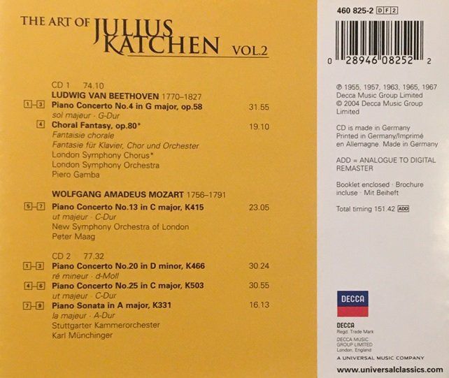 CD: Julius Katchen - Beethoven/Mozart - Klavierkonzerte – Usato da Grüningen venduto da azulblanco 1
