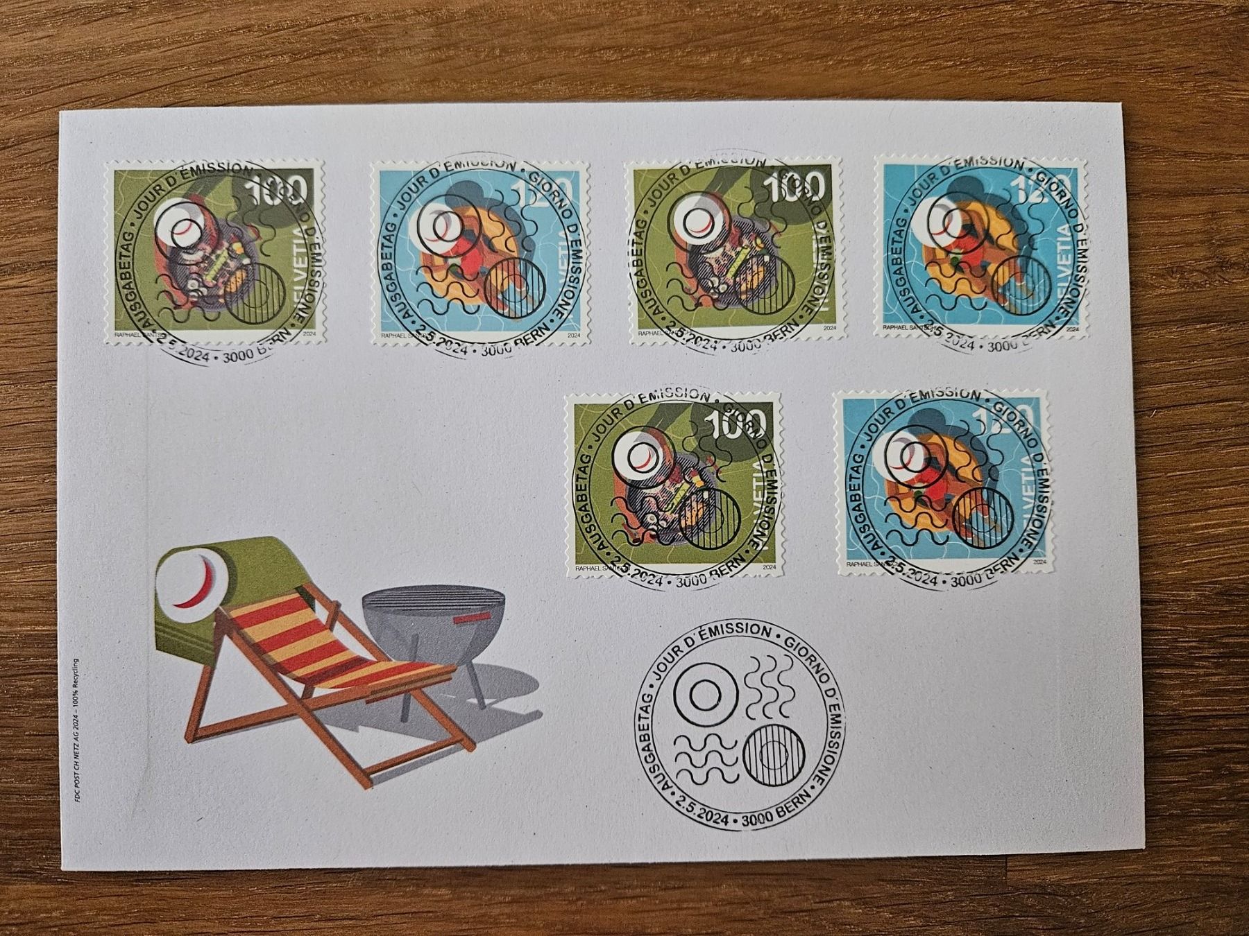 Tutti i francobolli: Combo FDC Sommer 2024 mit Vollersttagstempel – Usato da Rickenbach SO venduto da Bytebull