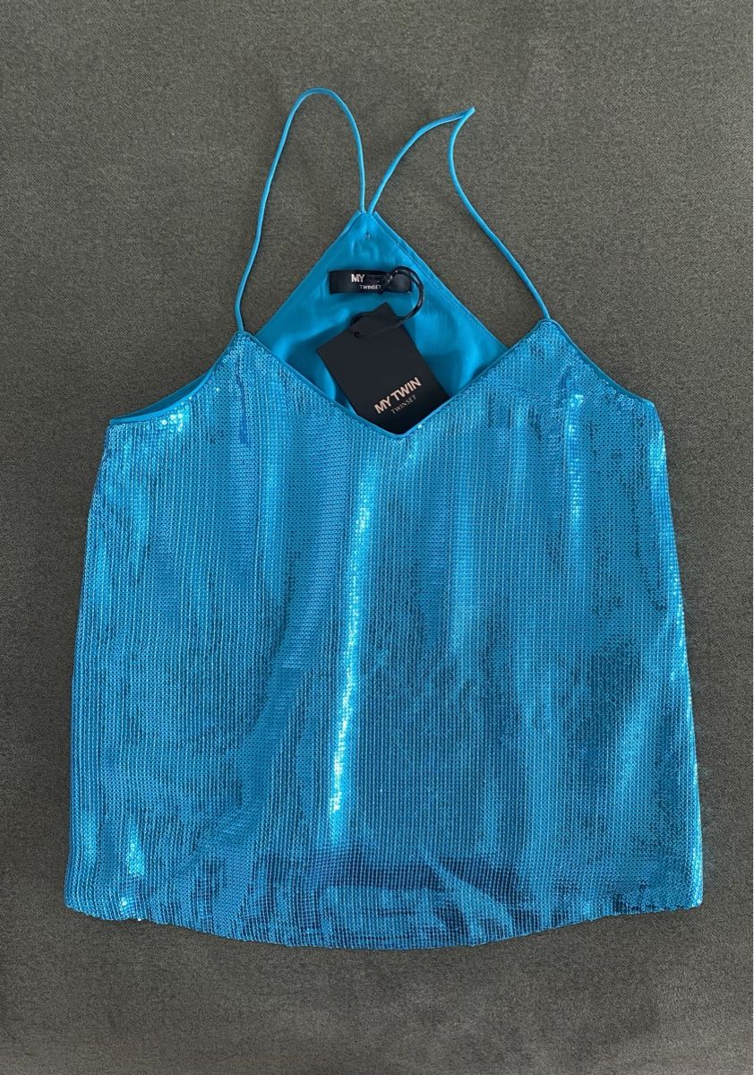 Twinset Top: Twinset paillettes top – Nuovo e nell'imballaggio originale da Territet venduto da gai_5phl