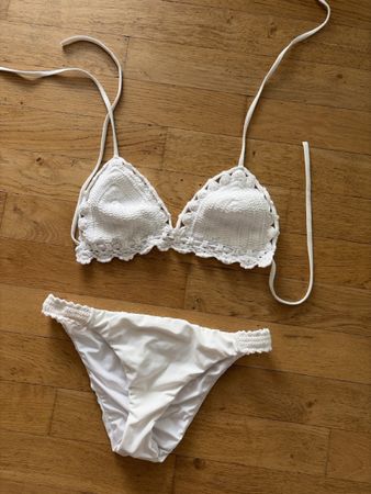 Ensemble bikini blanc Calzedonia crochet taille S 