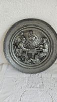 Zinnteller Wandteller Relief Zinn Antik Ø30cm Wirtshaus
