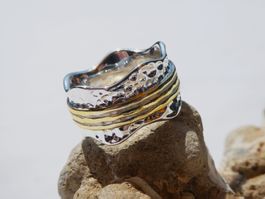 Silberfarbener Wellen-Ring, gehämmert Gr. 60 (19.1mm) / NEU