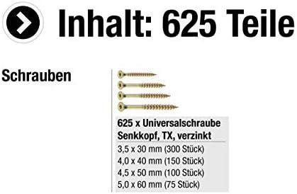 Tutti gli attrezzi: Universalschrauben-Sortiment 625-teilig Diverse Grössen – Nuovo e nell'imballaggio originale da Hundwil venduto da pac_6jh8 2