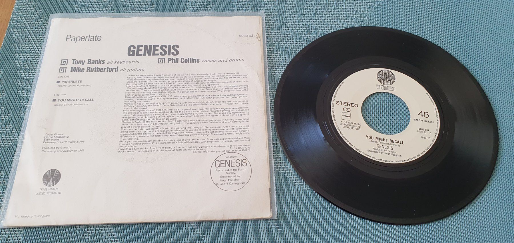 Dischi in vinile: GENESIS, Paperlate, NL 7"Single, TOP! – Usato da Kreuzlingen venduto da Cdschlumpf 1