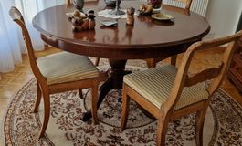 4 chaises bois & velours beige de style