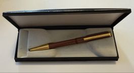 Kugelschreiber Braun Gold gestreift mit Etui