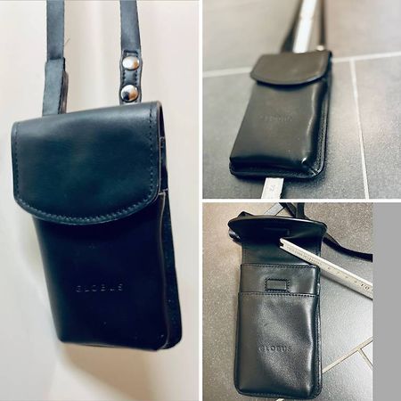 Leder Umhängetasche Crossbody klein schwarz von Globus