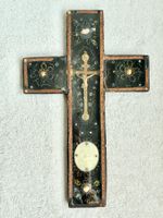 Antike katholische Reliquie Klosterarbeit 19.Jh Kreuz No.2
