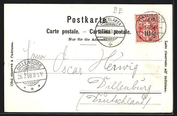 Cartoline postali: AK Interlaken, Panorama mit Jungfrau – Usato da Berlin venduto da bartko-reher 1