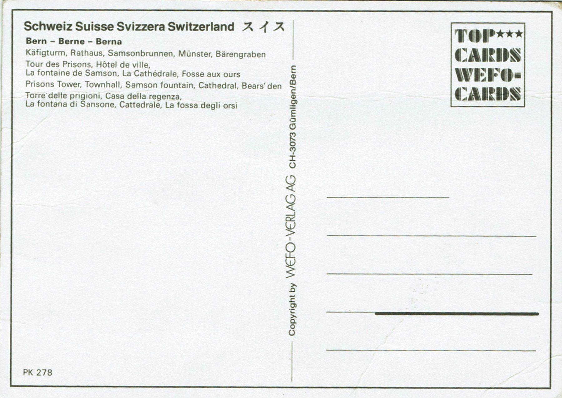 Cartoline postali: Postkarte Bern – Nuovo (secondo la descrizione) da Rüti ZH venduto da Prostias 1