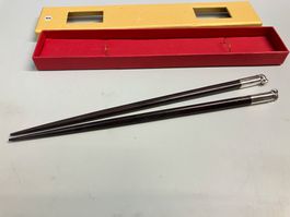 Chop Stick mit Elefanten aus Silber und Edelholz