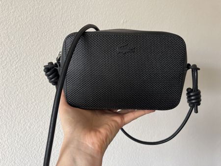 Lacoste Black Leather Crossbody Bag Ledertasche  Original 