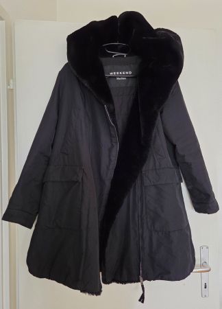 Parka Max Mara fourrure synthétique, laine et soie 36