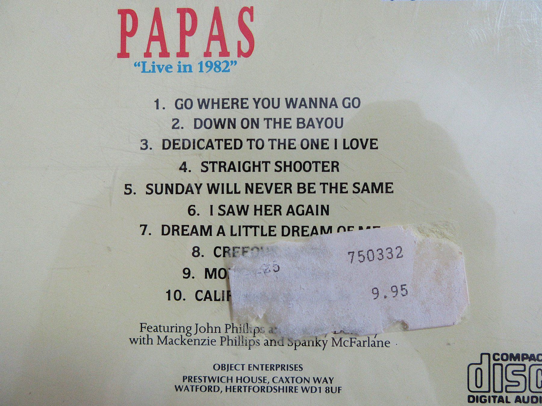 CD: CD - Mamas and the Papas - "Live in 1982" – Usato da Auenstein venduto da Padabimbim 2