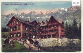 Kurhaus "Alp Gamperdon" Pferde - animee - Litho