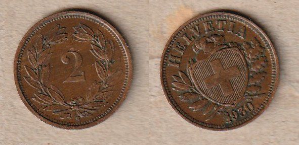 Alle Münzen: 2 Rappen 1930 – Gebraucht aus Allschwil von Coinfreak