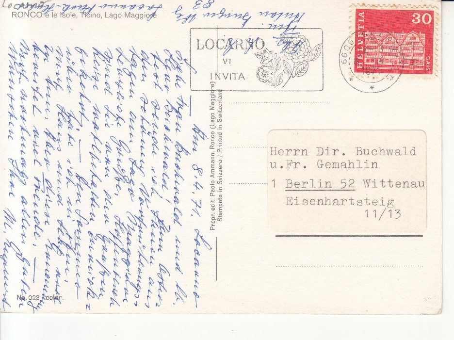 Cartoline postali: Ronco 1971 – Usato da Bürglen TG venduto da StampGraf 1