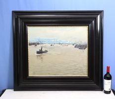 Ernst Dorn 1889-1927 Gemälde auf Leinwand "Hamburger Hafen"