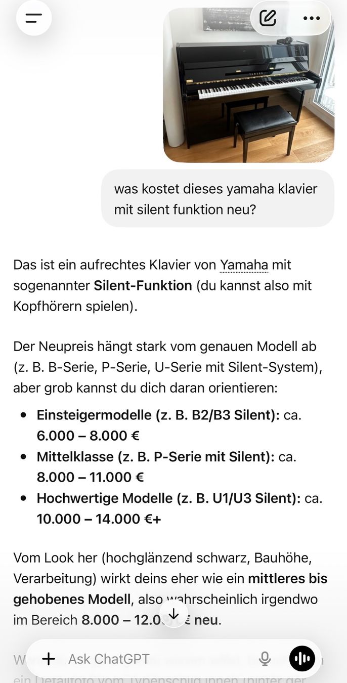 Yamaha Musikinstrumente: Klavier Yamaha mit Silent Funktion, mit Hocker – Gebraucht aus Baar von Famaventures 7
