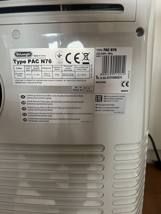 De'Longhi Klimageräte: DeLonghi PAC N76 Mobiles Klimagerät - Sommer kann kommen! – Gebraucht aus Zug von aglinz 2