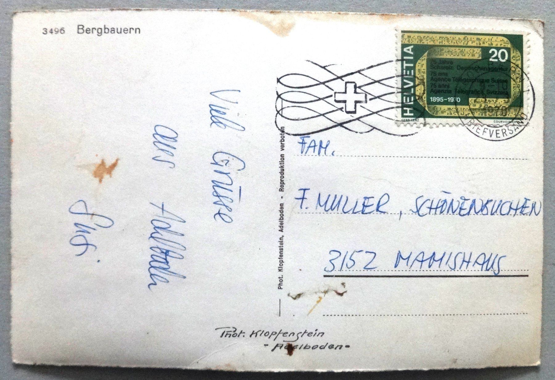 Cartoline postali: Bergbauern – Difettoso da Fétigny venduto da Billy2miny 1