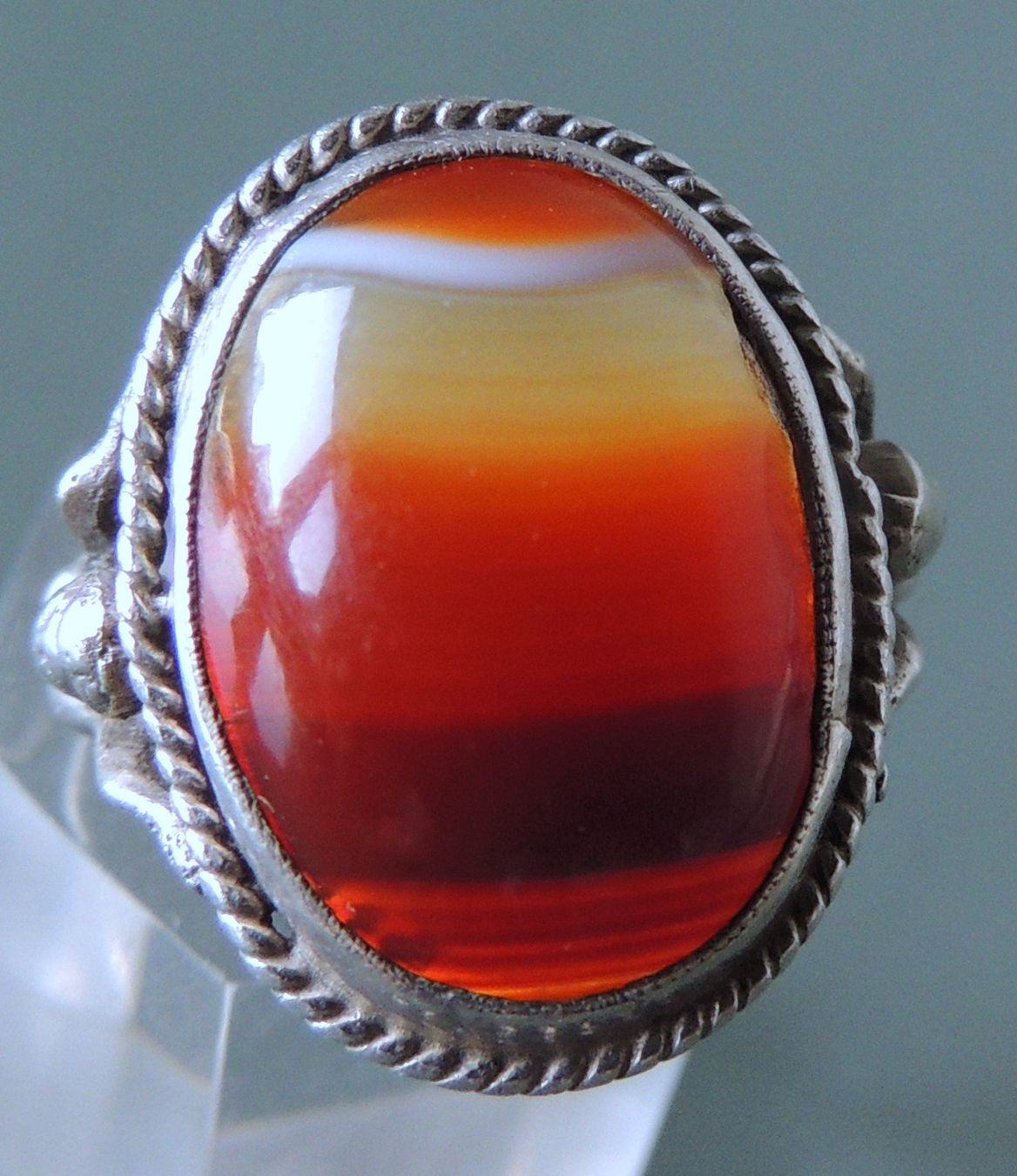 Anelli: Silber 800 Achat Fingerring Gr. 52 – Usato da Waldenburg venduto da schaller707