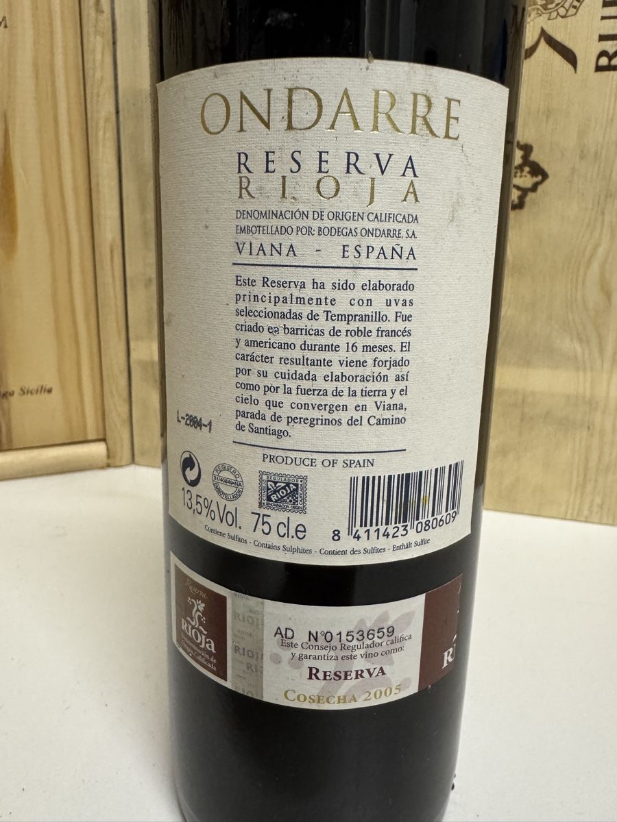 Rioja Vino: Ondarre Reserva Rioja 2005, Full-Bodied Red Wine Spain – Nuovo e nell'imballaggio originale da Wallisellen venduto da Corinne.- 2