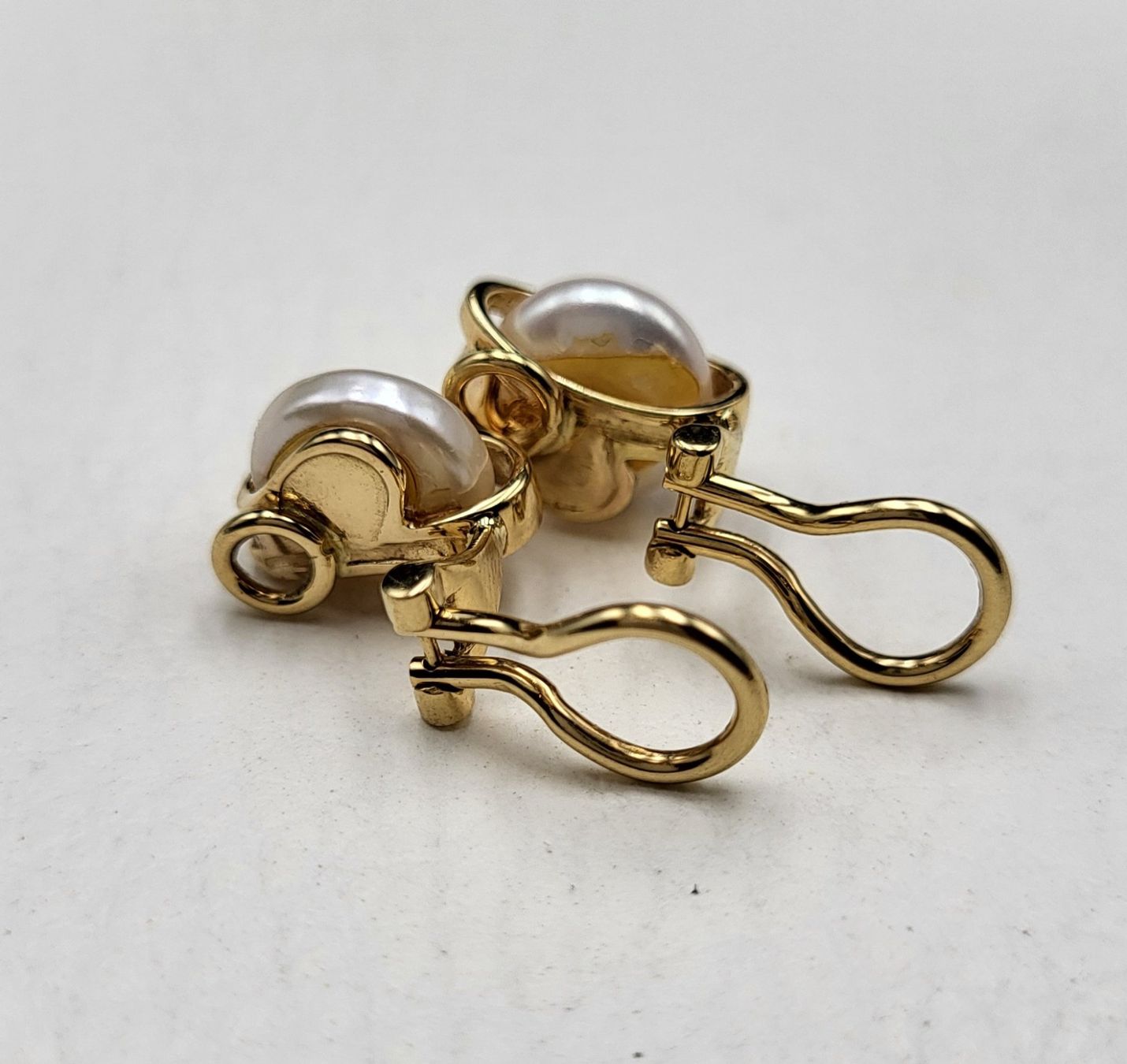 Orecchini pendenti & Orecchini a lobo: 18 Karat 750 Gold Ohrclips Mit Perlen – Usato da Wald ZH venduto da Dasilver 2