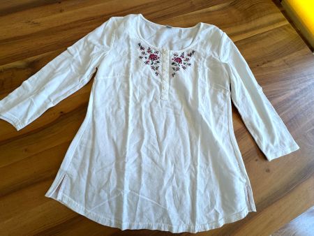 Gösssl Top Damen Shirt Grösse Leinen/Baumwolle 36 Stickerei