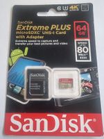 SanDisk Extreme PLUS micro SDXC UHS-1 Card 64GB 80MB/s NEU