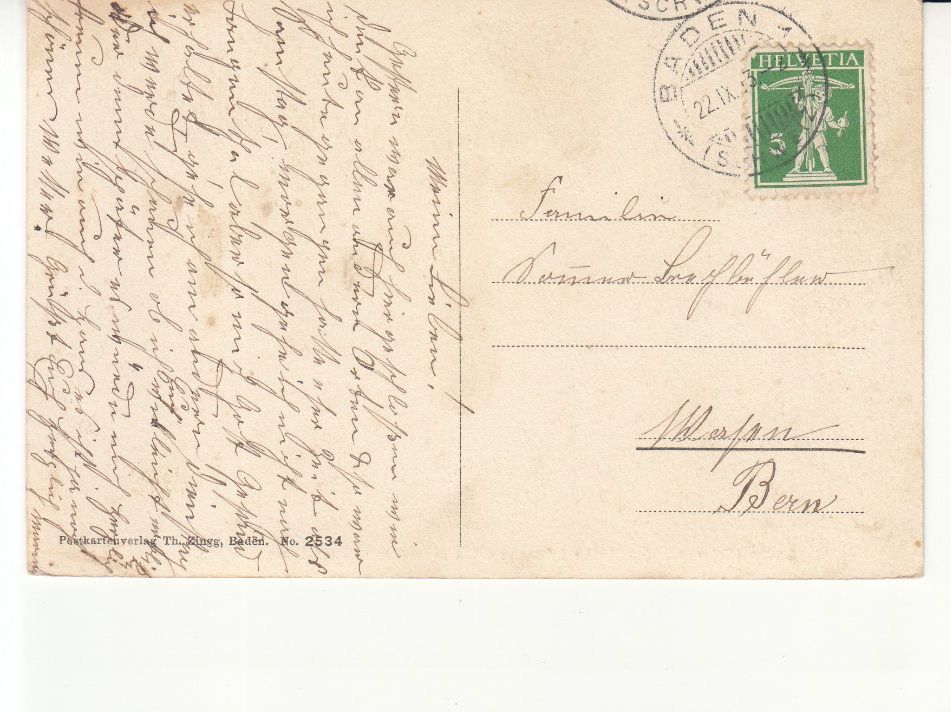 Ansichtskarten: Baden 1913 – Gebraucht aus Bürglen TG von StampGraf 1