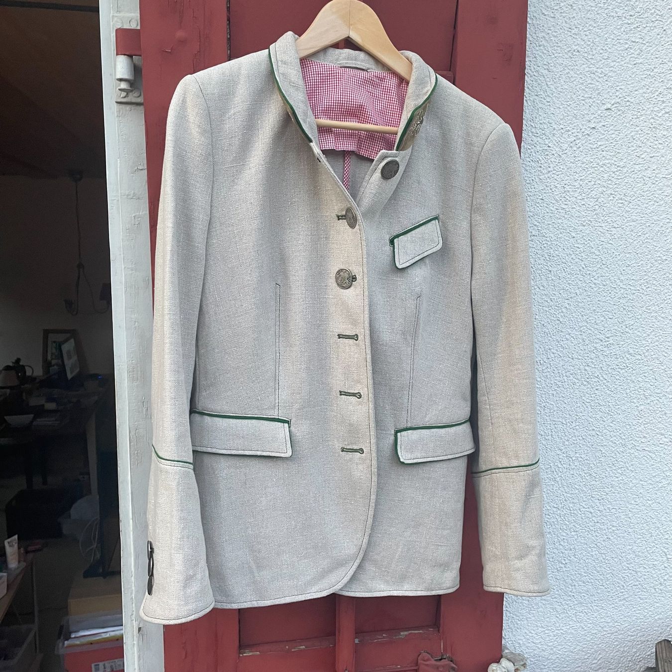 Giacche: Vintage handmade lenin Jacket with leather – Nuovo (secondo la descrizione) da Klosters venduto da Hondaer